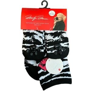 🌈 6/$60, NWT, Marilyn Monroe Pet & Owner, Zebra & Kiss Theme Sock Set, Large